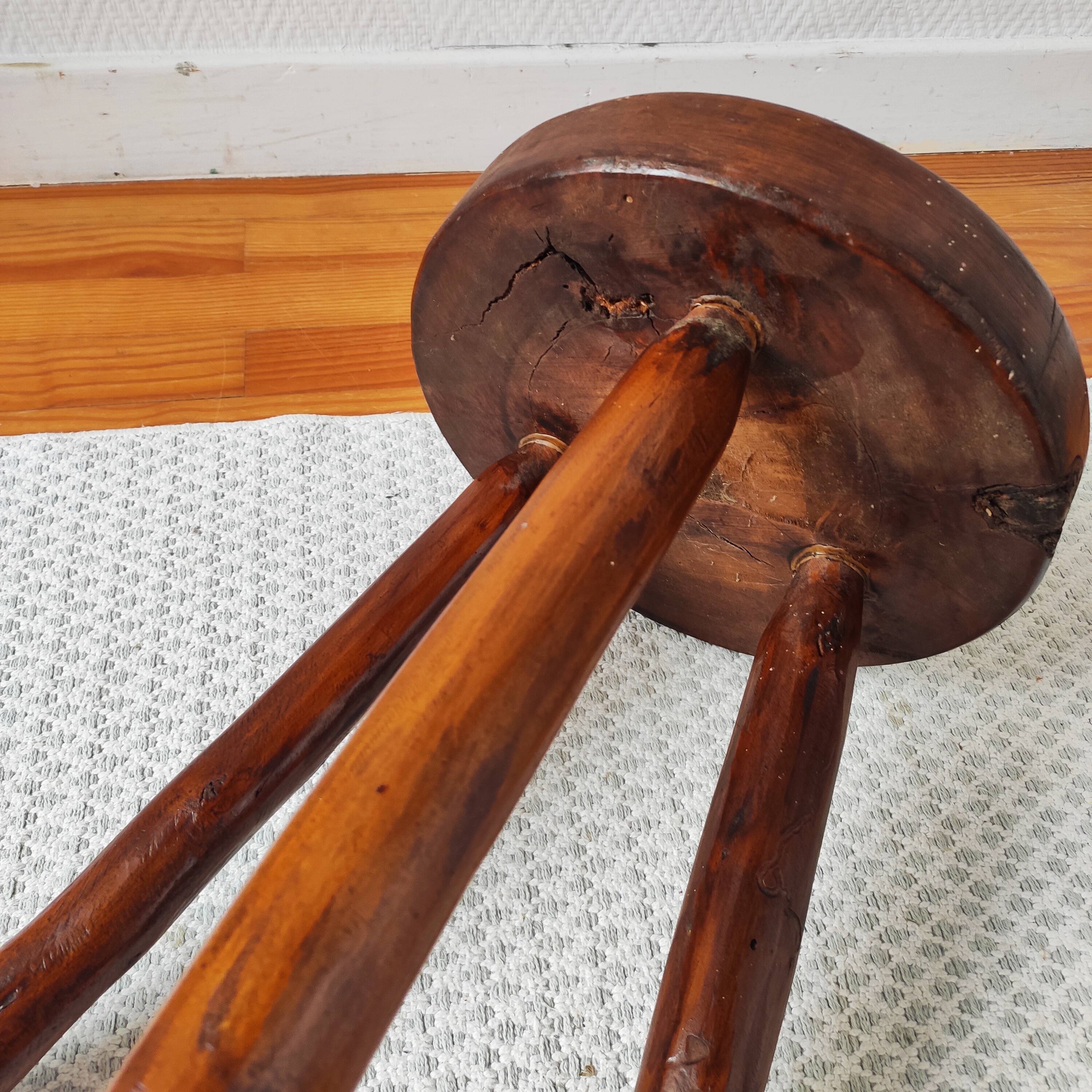 Antique Brutalist Tripod Stool
