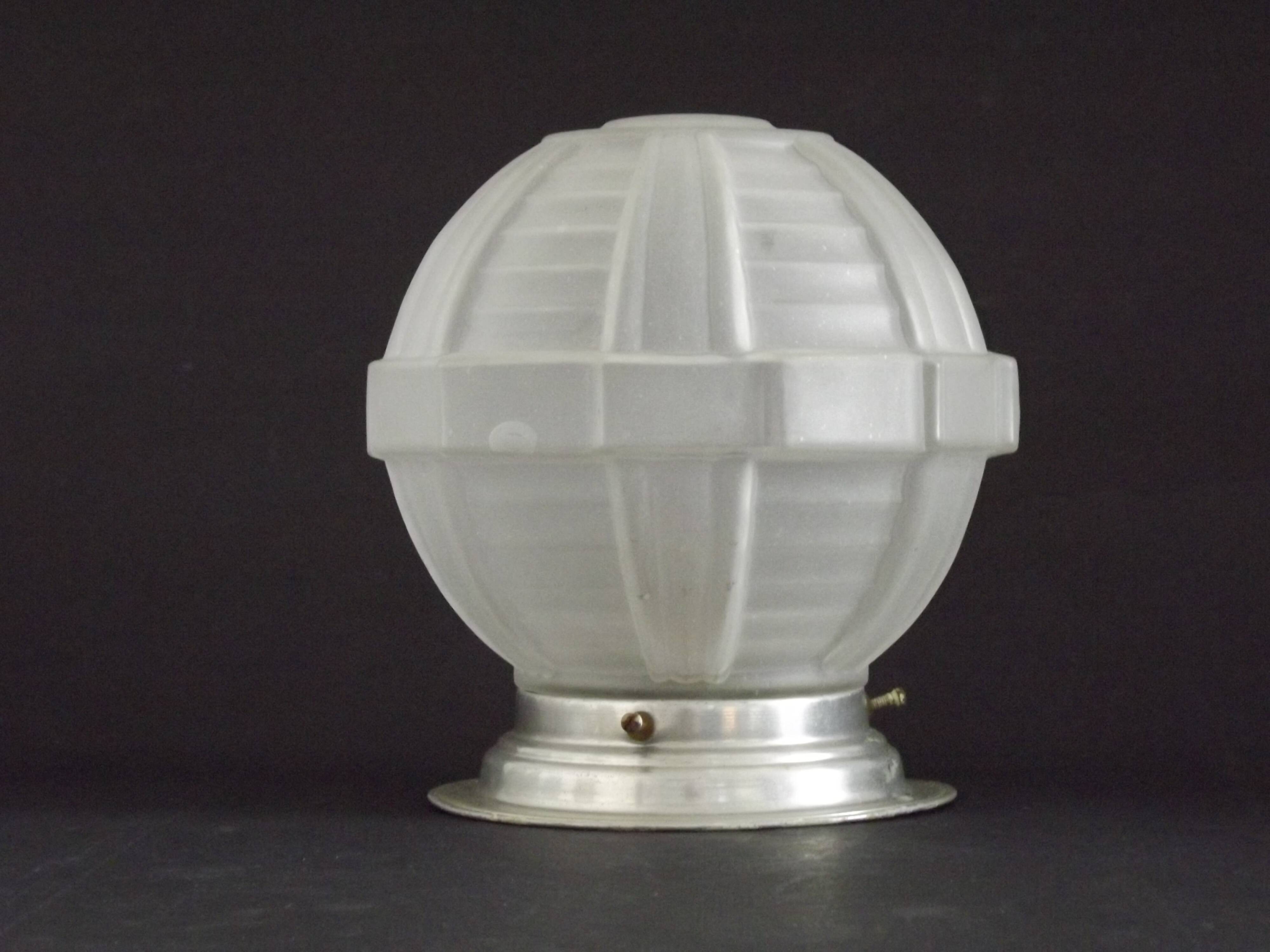 Art Deco ceiling light in glass and metal