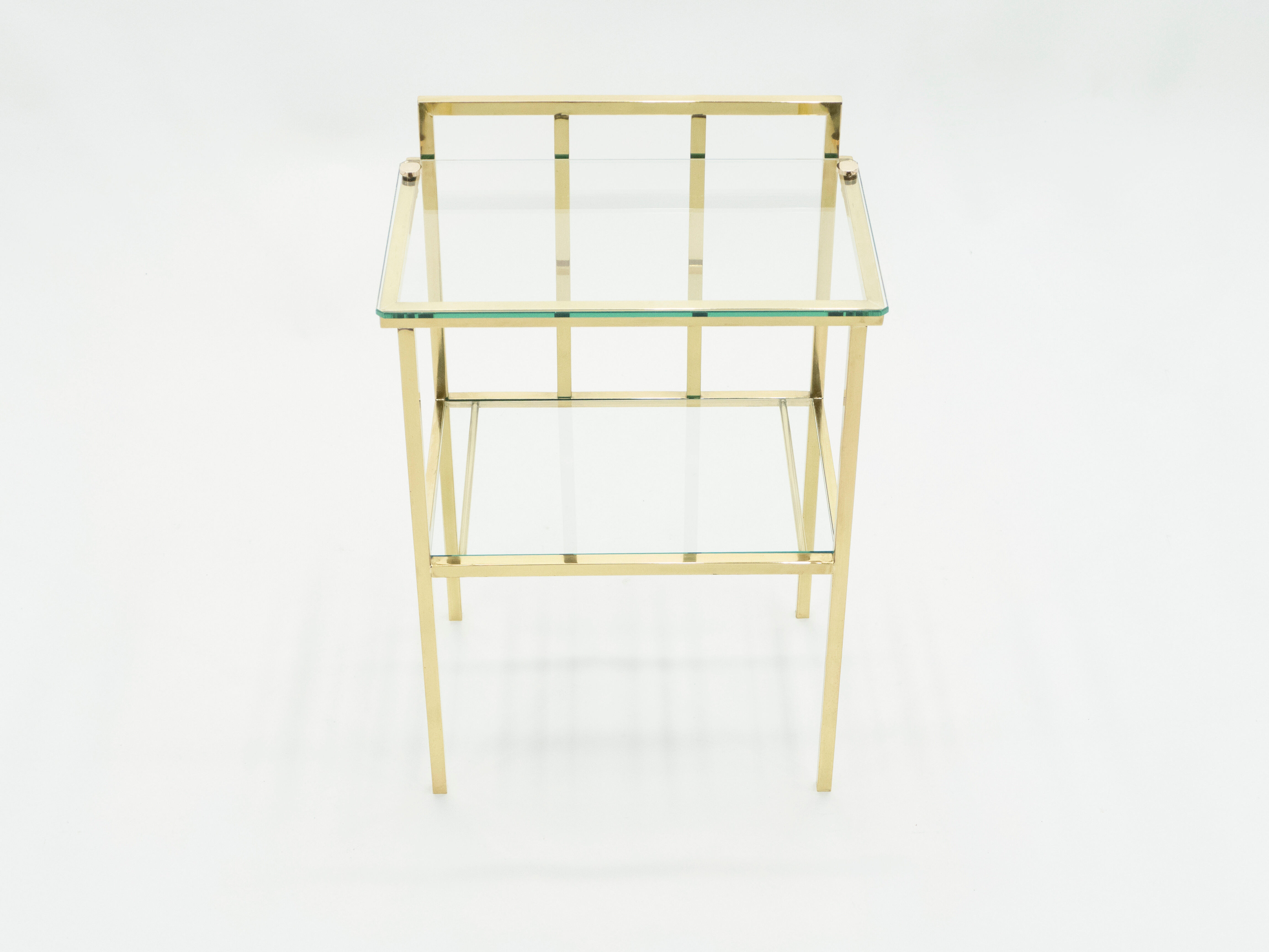 Pair of sofa tables in glass and brass 1960s