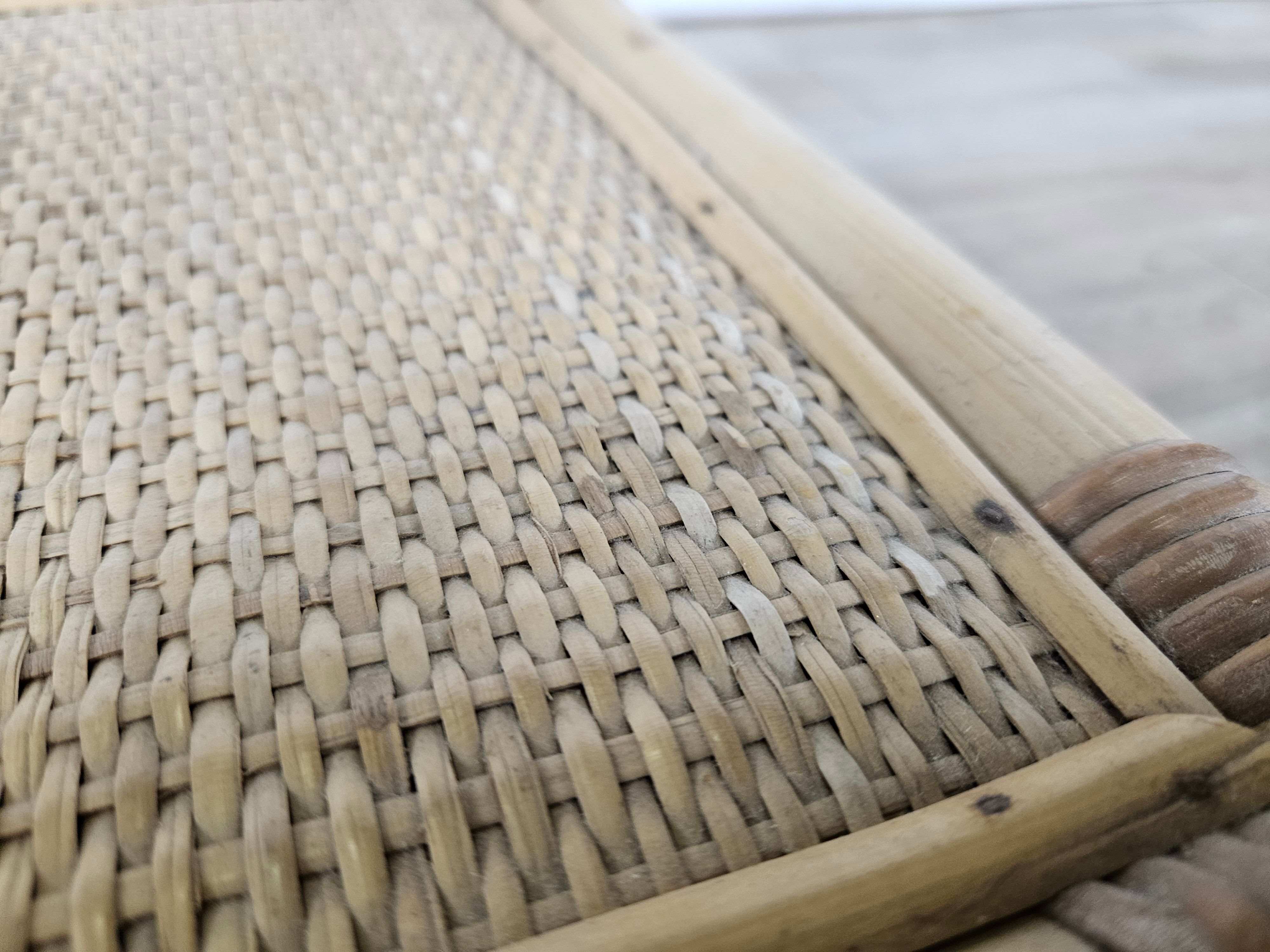 Wicker coffee table with glass top