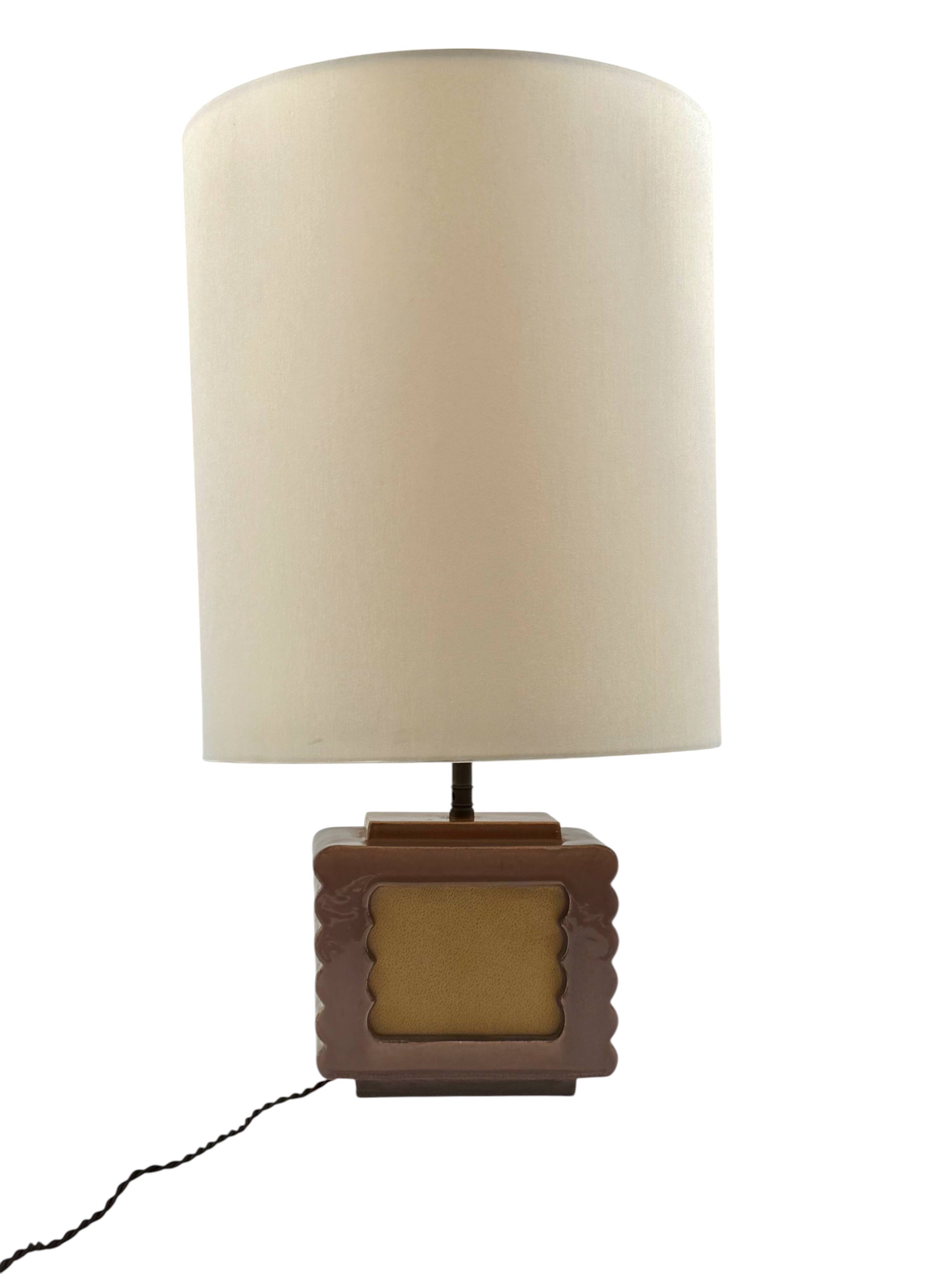 Art deco ceramic table lamp, Andre Fau Boulogne France circa 1940s