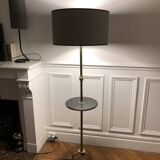 Tripod floor lamp with adjustable height and shelf from the 1960s.