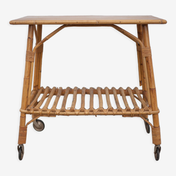 Bamboo table with wheels, bamboo service with wheels, servant, interior decoration
