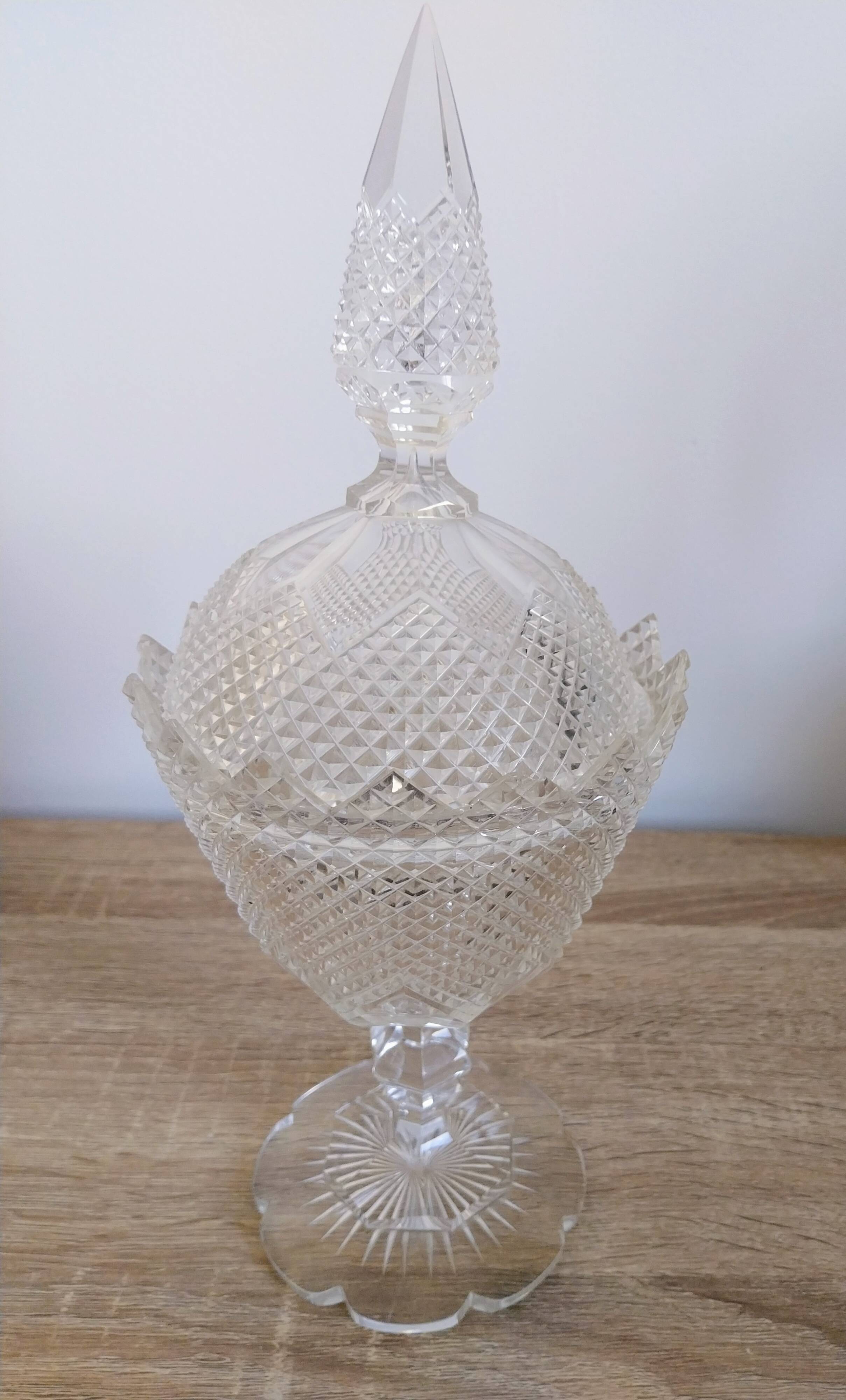 Vintage cut crystal trinket box