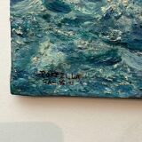 Oil on canvas three masted ship