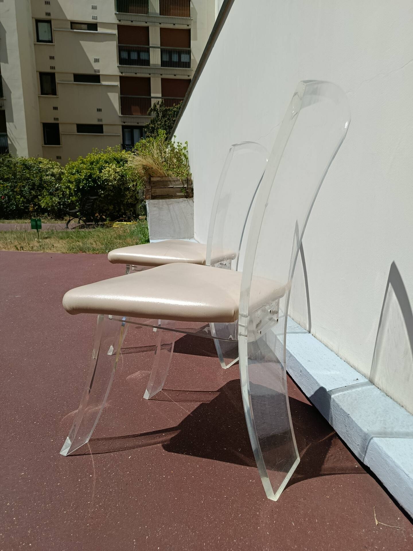70s plexiglass lucite chairs