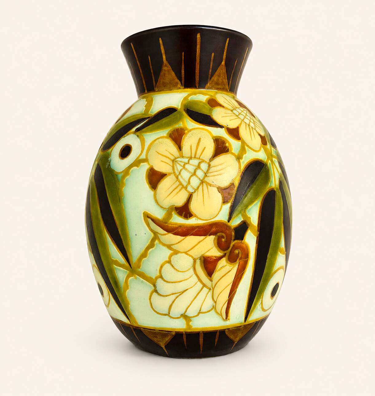 Art Deco vase by Charles Catteau for Boch Frères Keramis, decor D.1847,