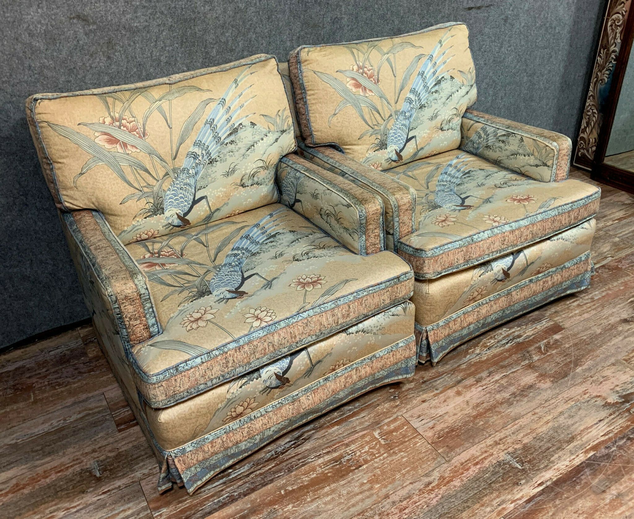 pair of Napoleon III period armchairs of Asian inspiration around 1850-1880