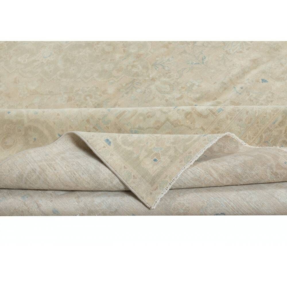 One of a kind Vintage Turkish Area Rug. Handmade Beige Large Carpet for Rustic, Country & Farmhouse Decor