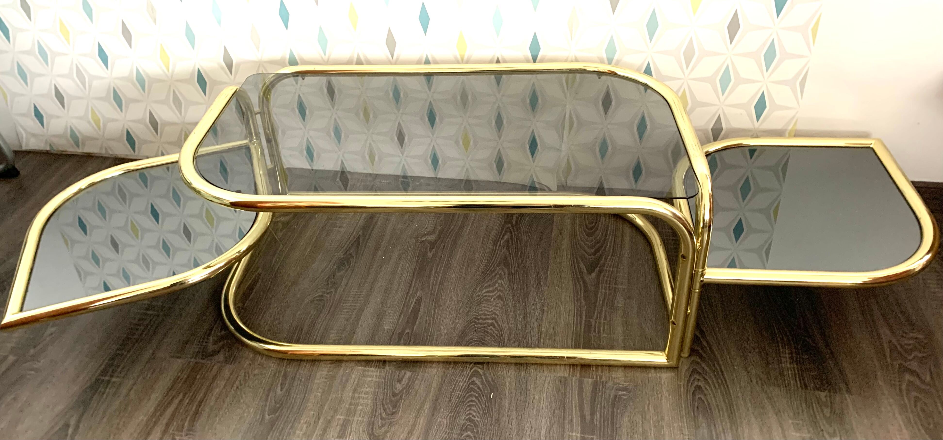 Table basse plateaux articulés vintage