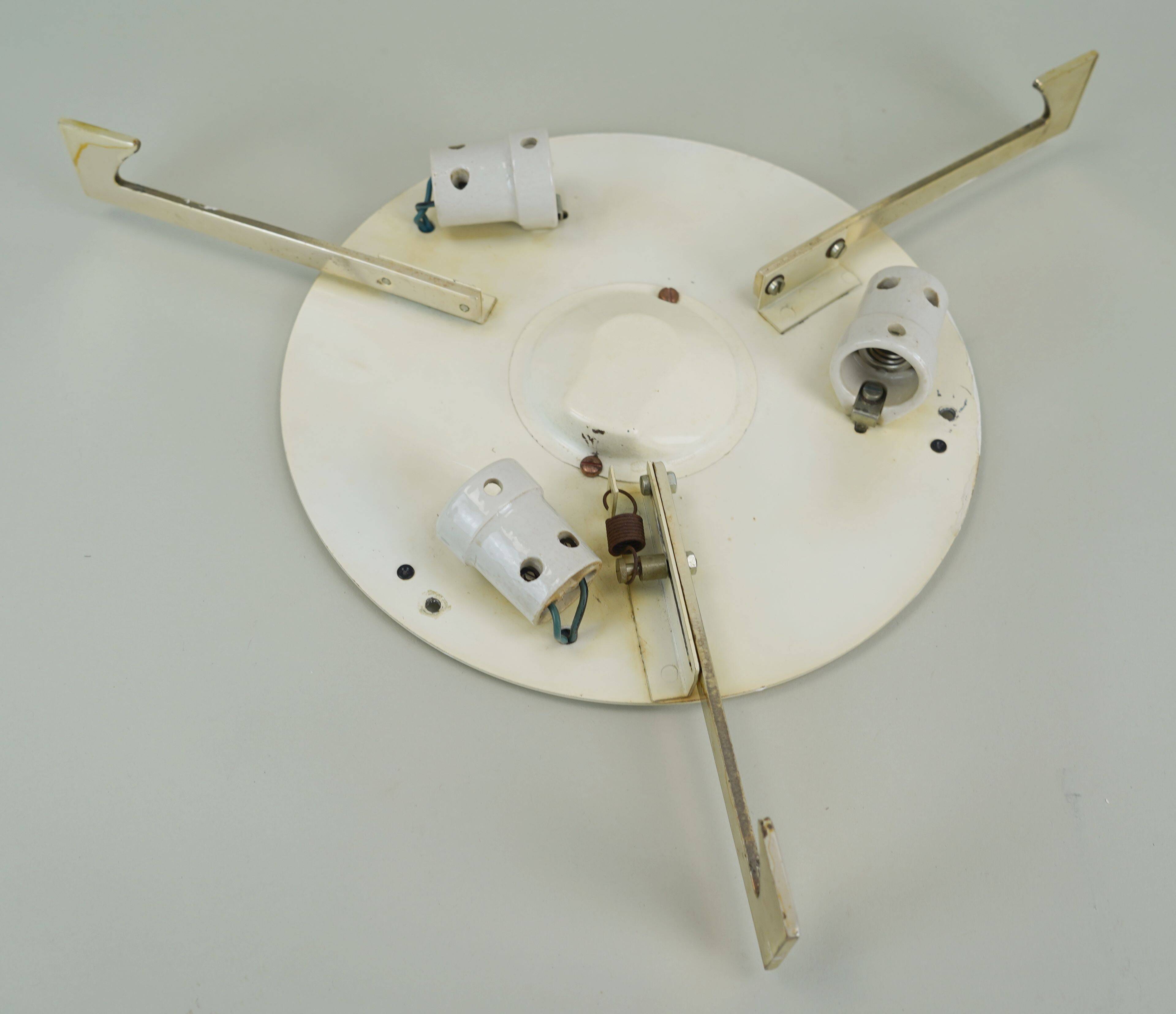 vintage kaiser ice glass ceiling LAMP flush mount 60/70's relief surface
