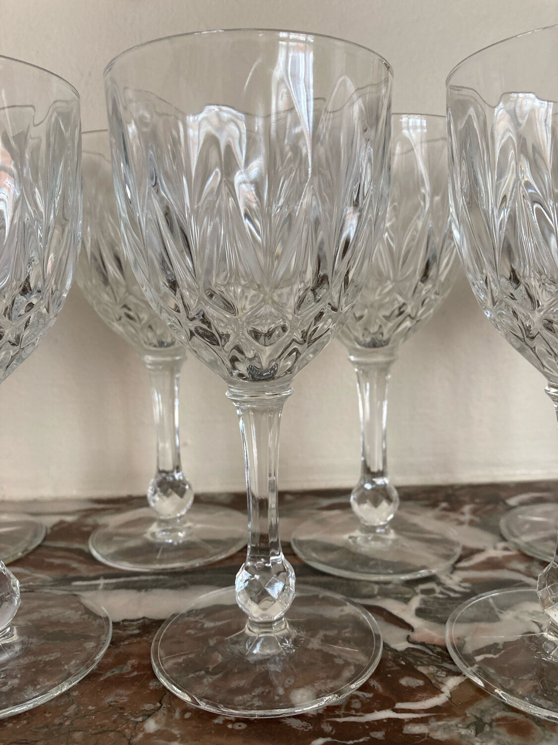 8 cut glass goblets