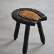 Swedish tripod stool in pine and cowhide, Wabi Sabi, 1950s