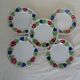 5 plates Luneville Badonviller old faience 385012 red flowers