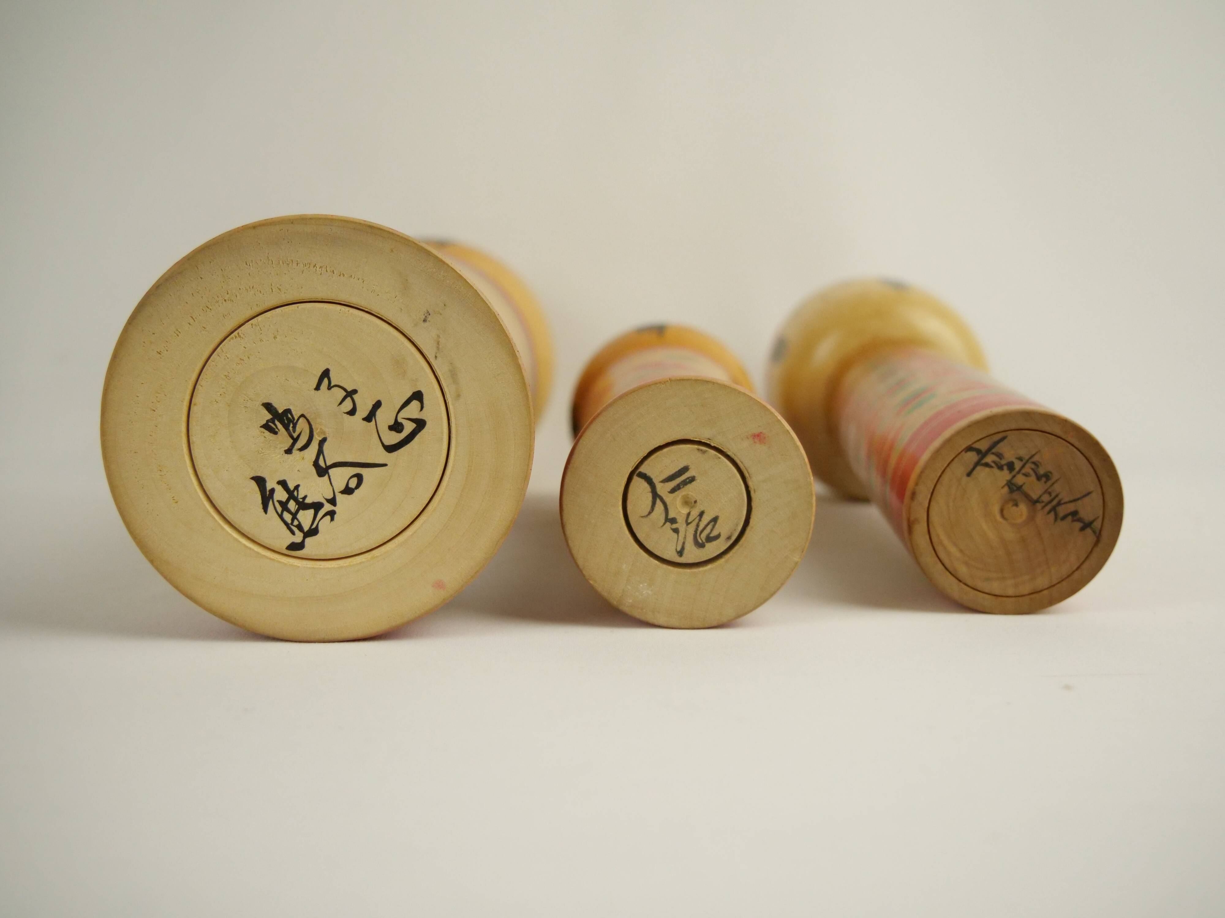 Lot of 3 KOKESHI Dolls (medium size) free shipping