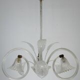 Art Deco Murano Glass Three-Arm Chandelier, Italy, 1940s