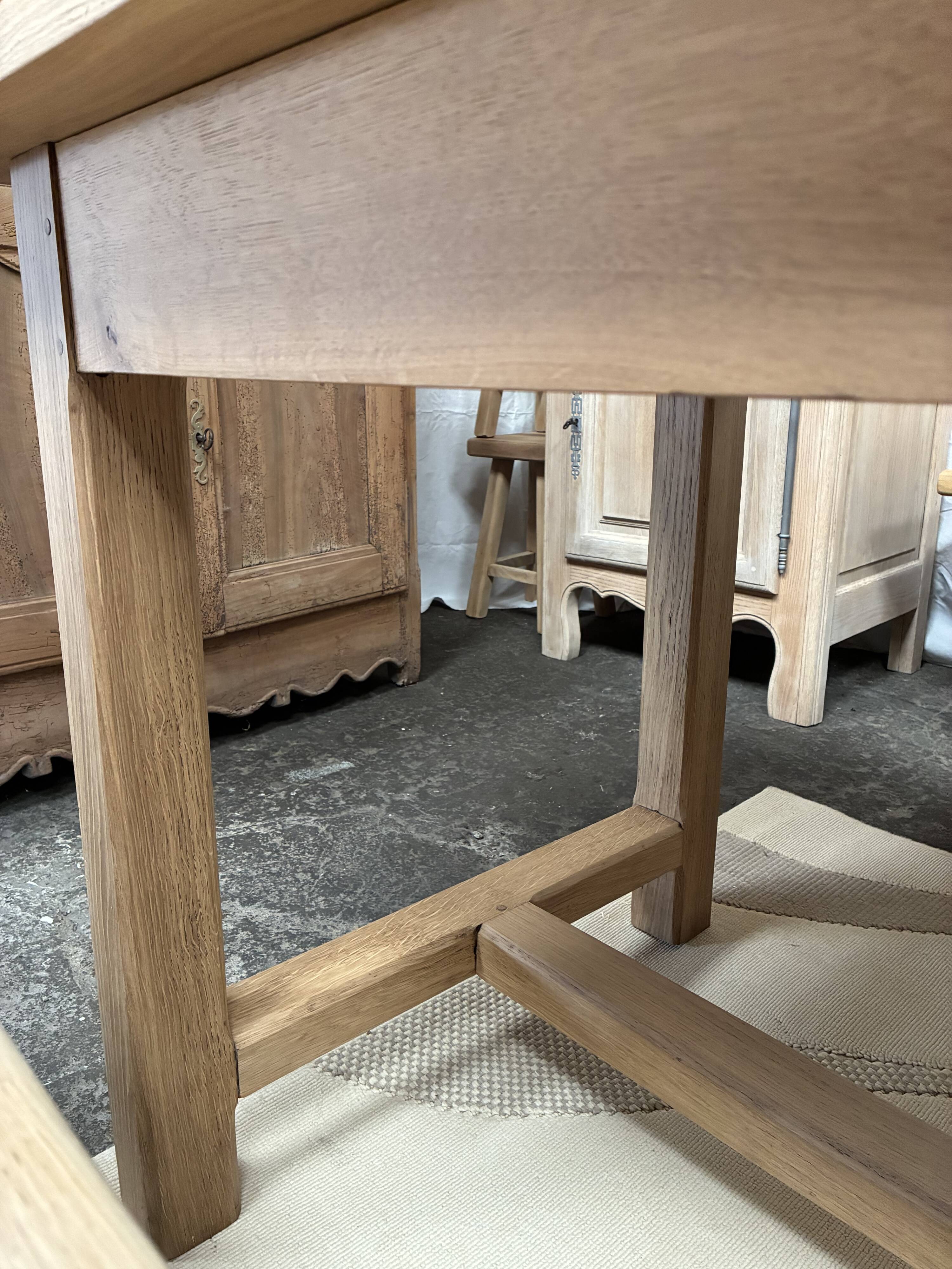 Solid oak farmhouse table with drawer