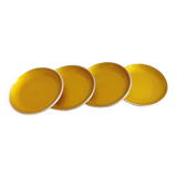 Set of four enameled coasters - ashtrays in original yellow color.