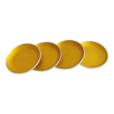 Ensemble de quatre sous-verres émaillés - cendriers de couleur jaune d’origine.