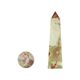 Veined onyx marble obelisk and polished sphere paperweight