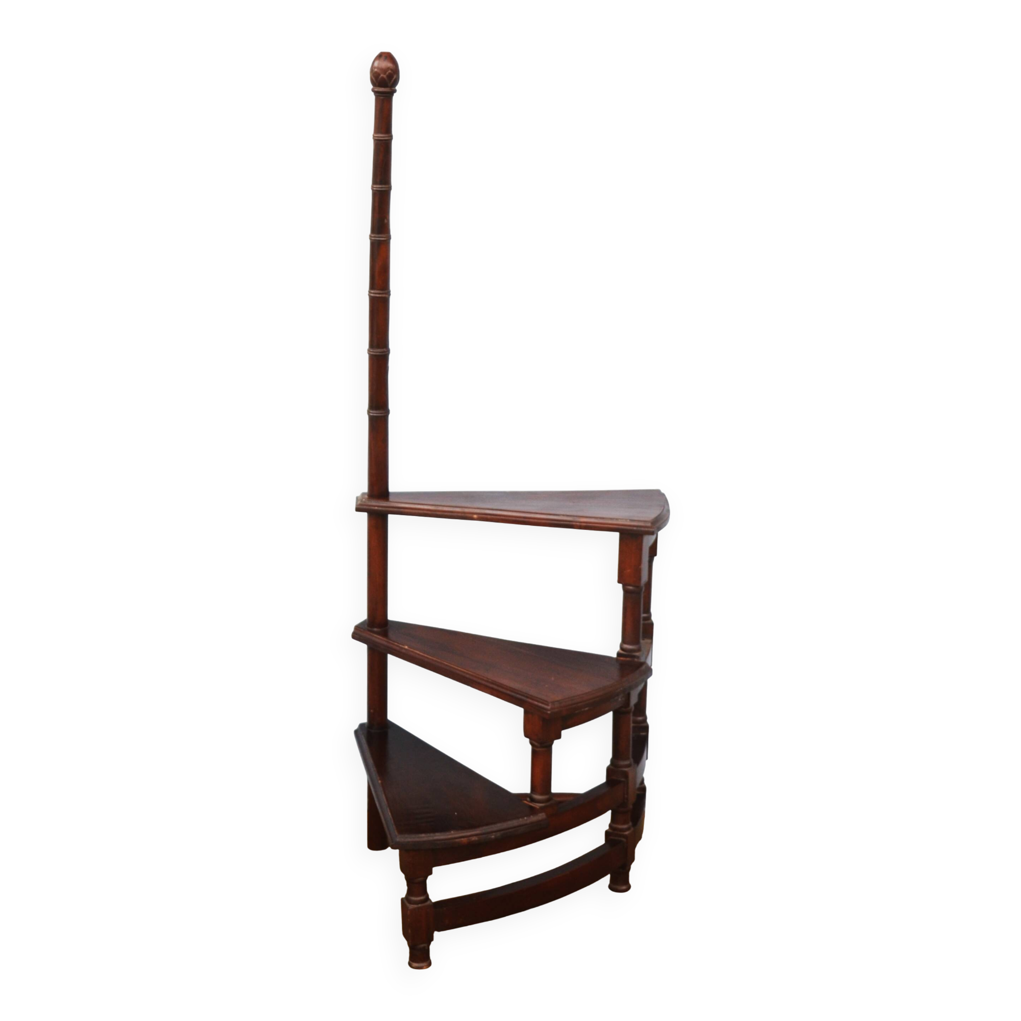 Spiral staircase for library made of mahogany wood