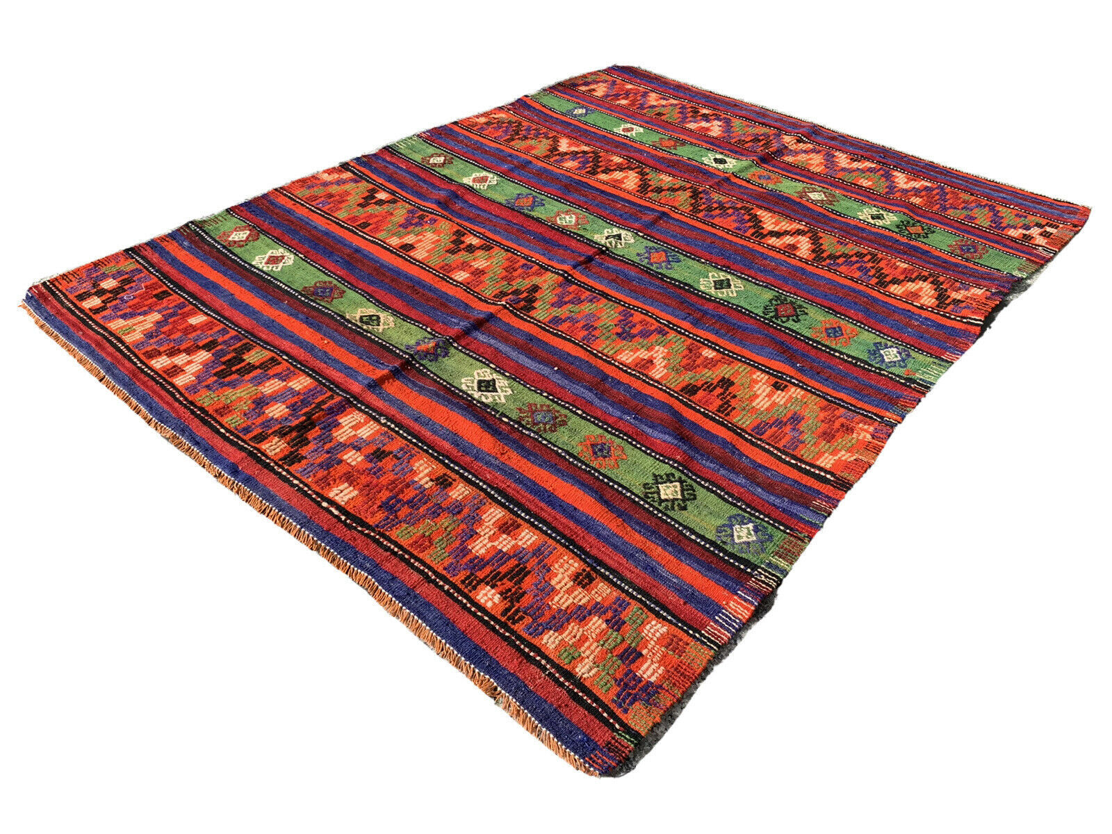 Traditional kilim carpet turkish shabby vintage country house in kelim wool 220x174 cm