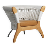 Sculptural rope and leather lounge chair by Driade, Italy, 1996