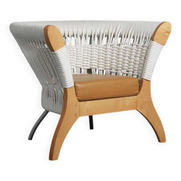 Sculptural rope and leather lounge chair by Driade, Italy, 1996