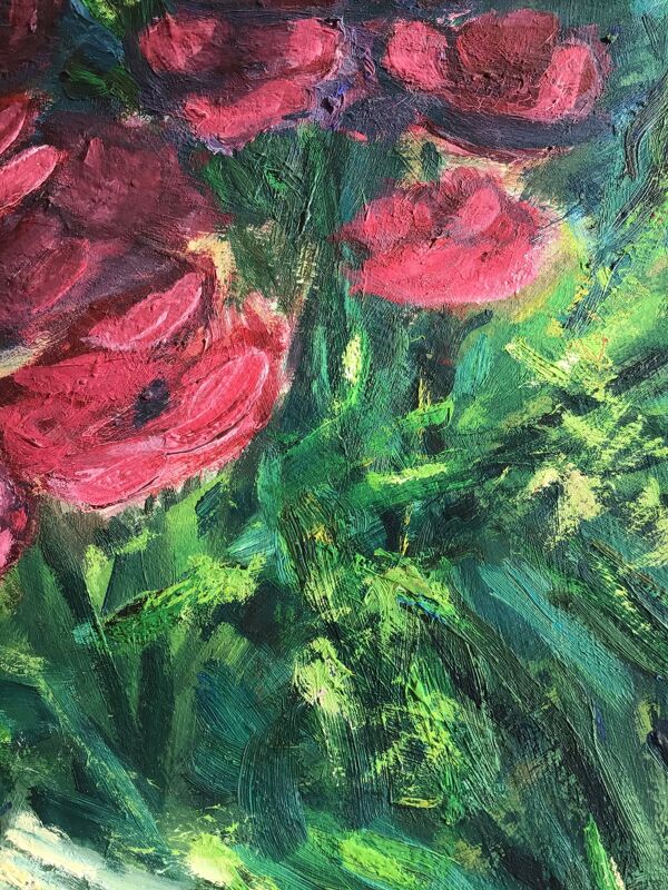 Tableau bouquet prune peinture sur bois encadrée