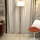 60s tripod floor lamp in black and gold metal