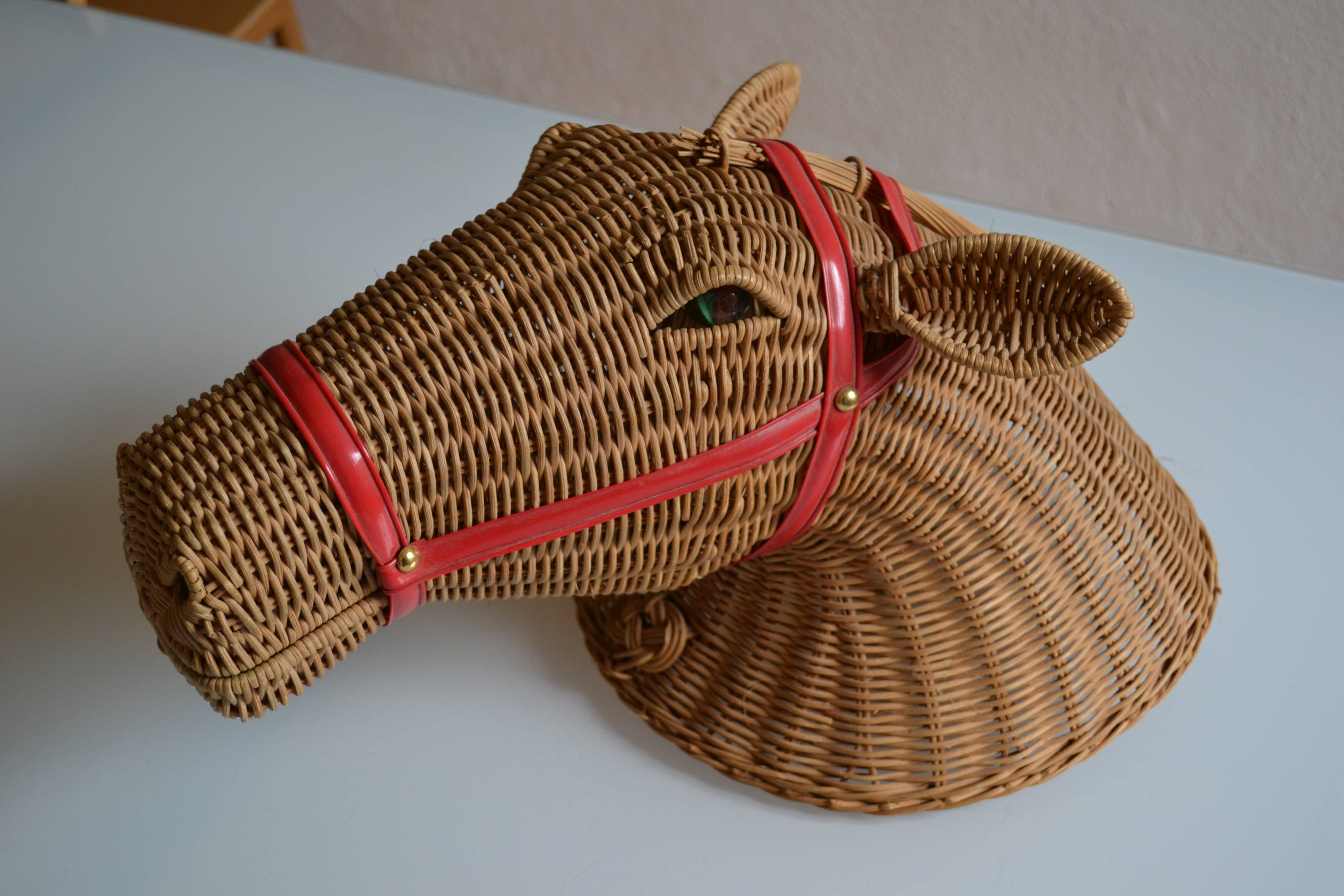 Rattan horse head 1960s 1970s