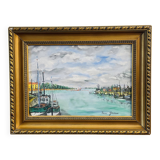 René James – The Entrance to the Port of Honfleur – Oil on canvas, 1985