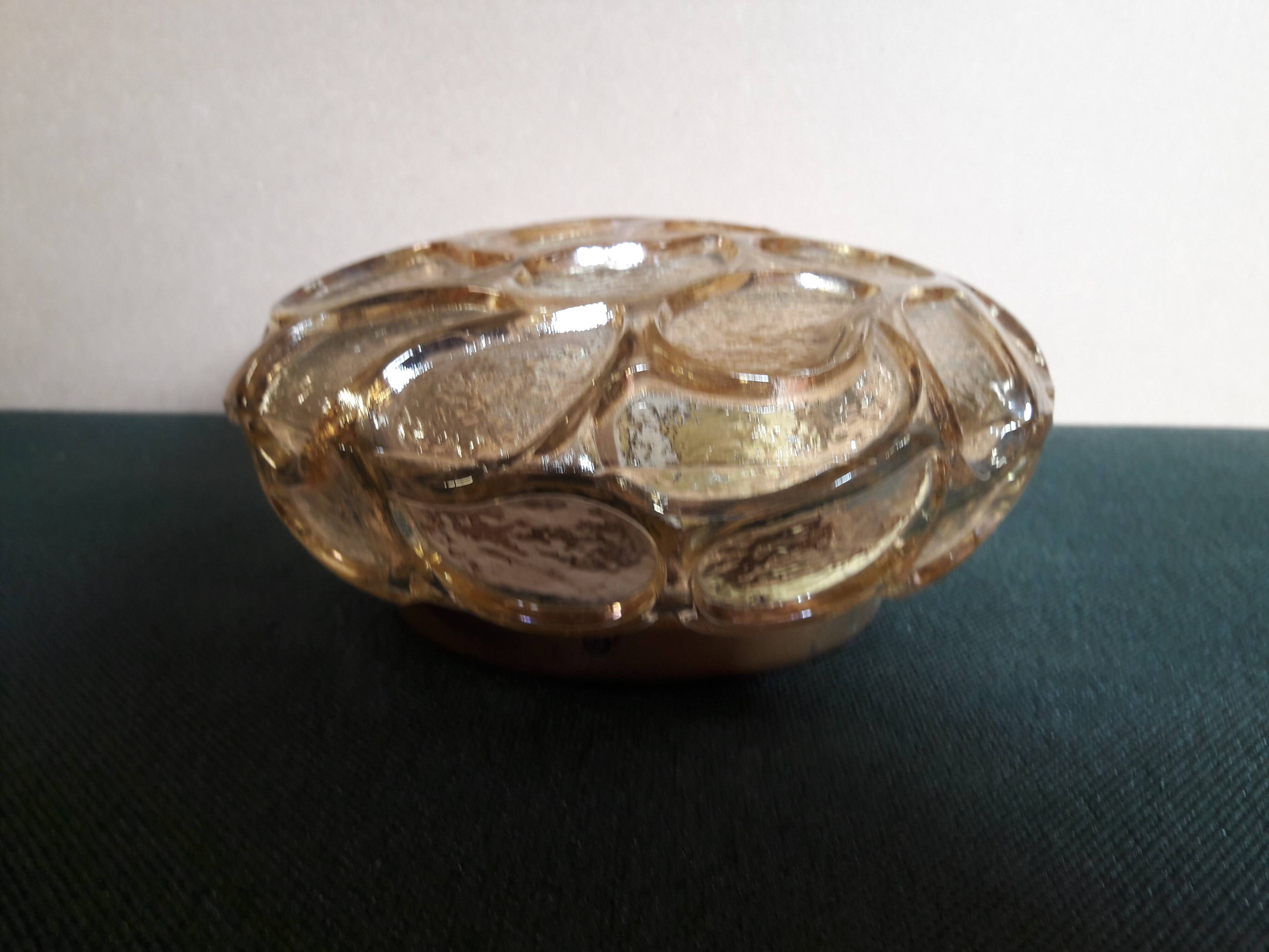 Round amber molded glass ceiling light