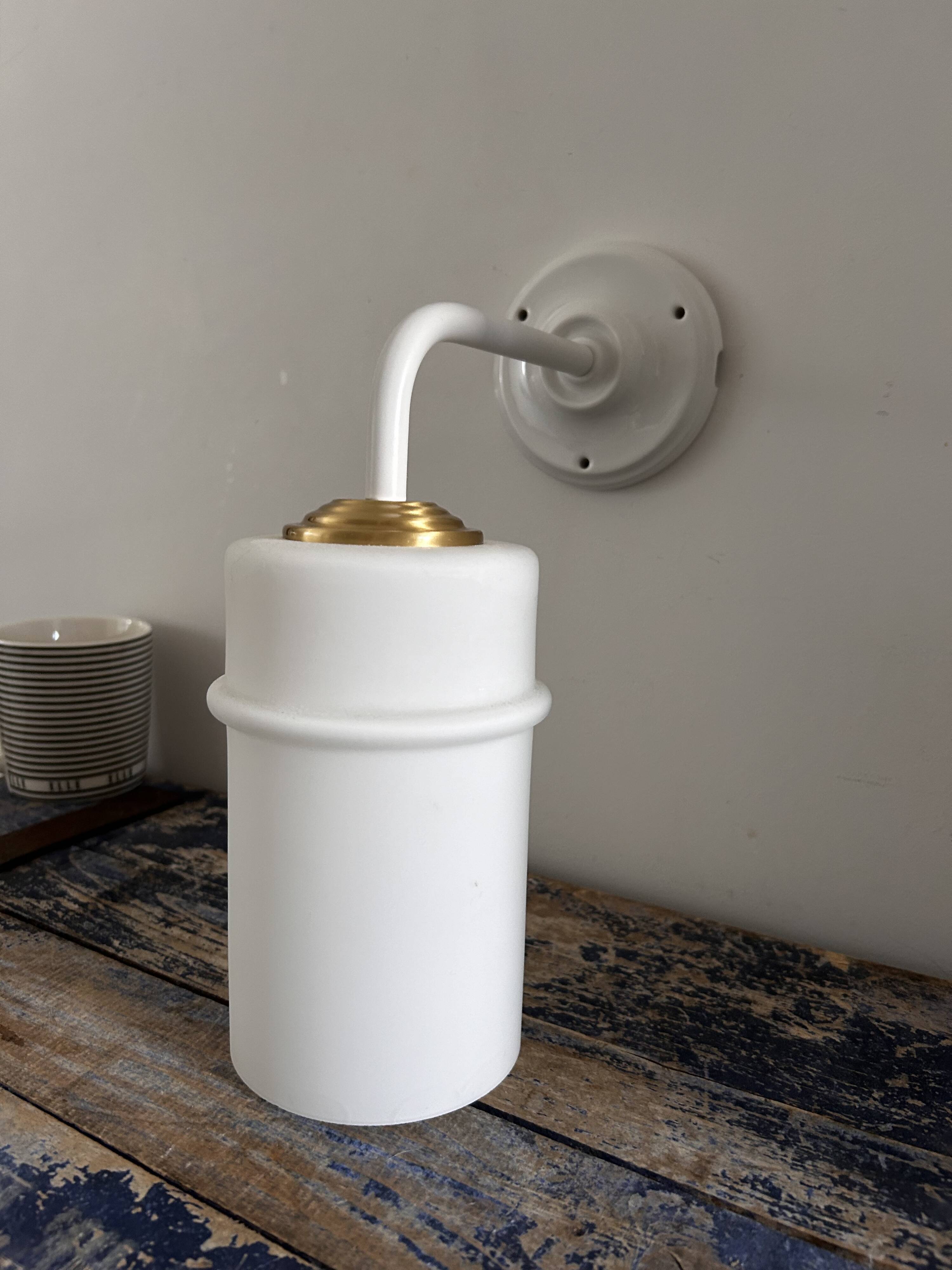 Vintage white opaline wall light