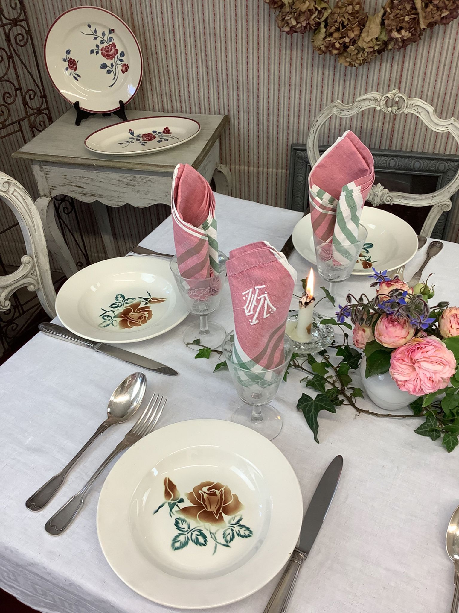 6 old Digoin soup plates