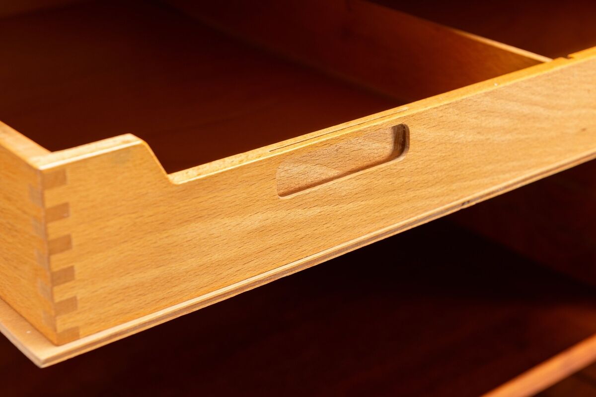 Danish high cabinet in teak with tambour doors Denmark 1960