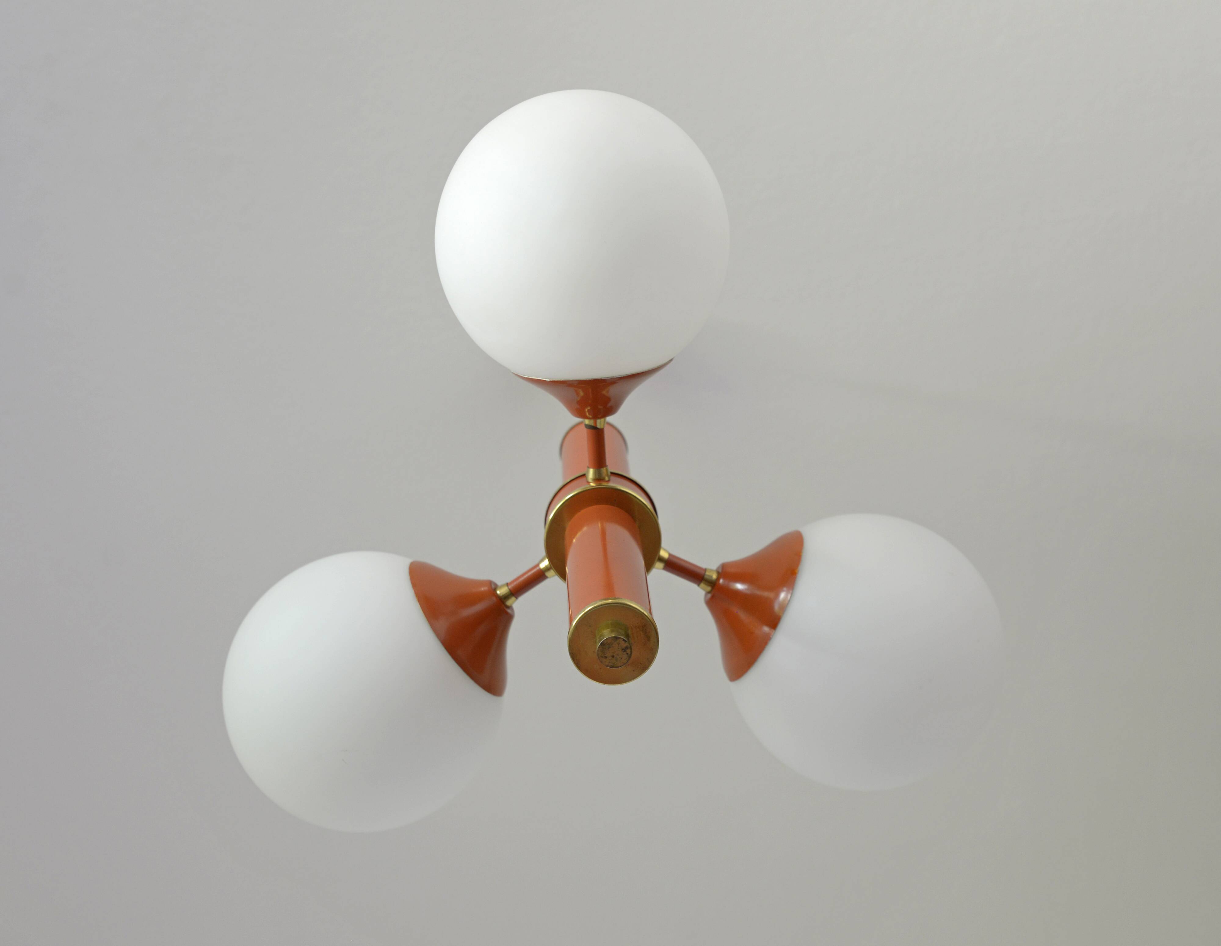 Lustre Spoutnik vintage suspendu Space Age orange rétro éclairage de plafond