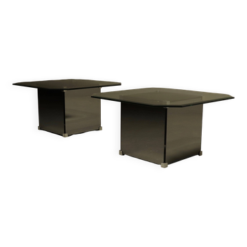 Table basses en verre miroir, années 1980