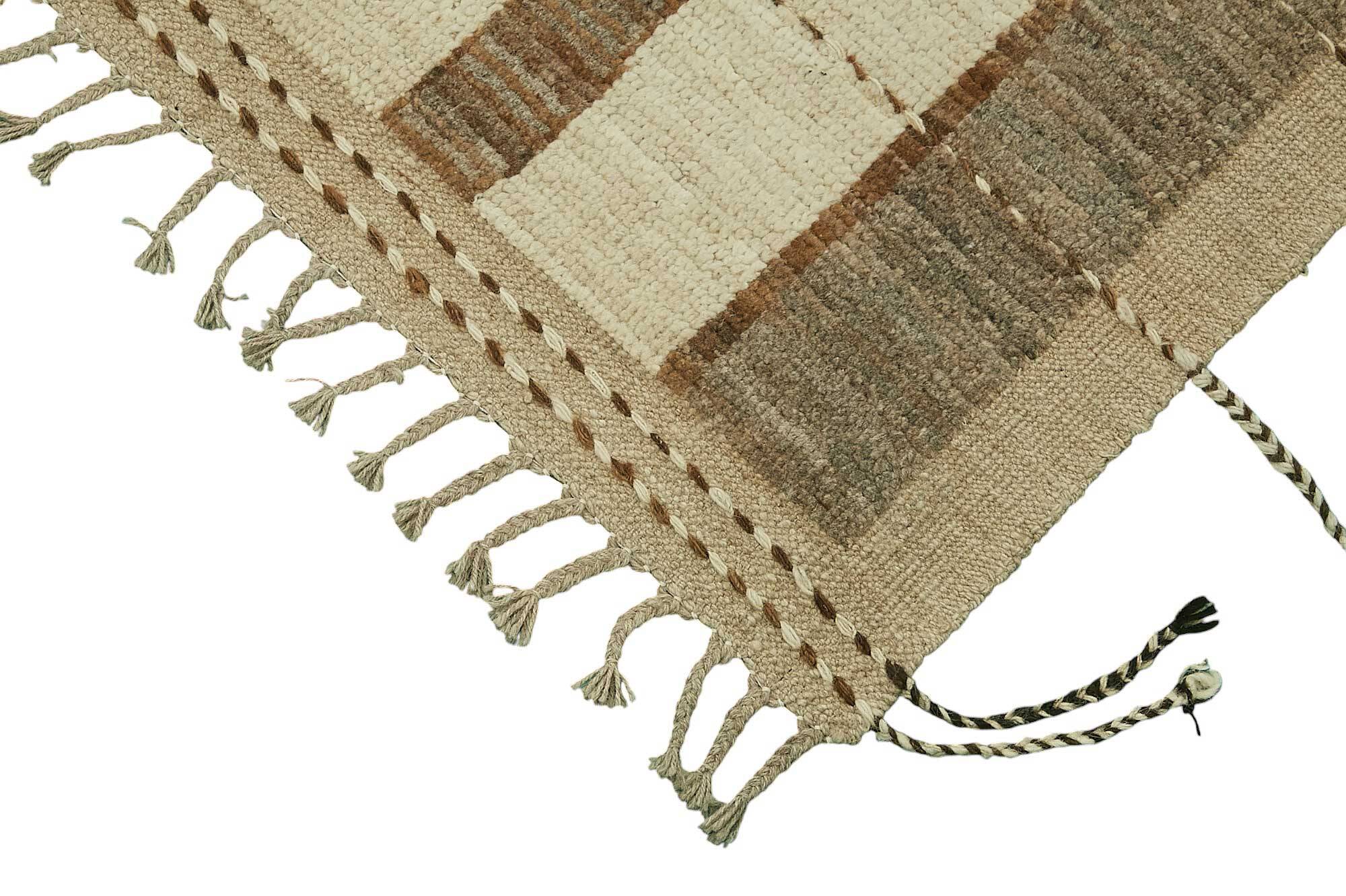 Handwoven Turkish Rustic 285 cm x 369 cm Beige Wool Carpet