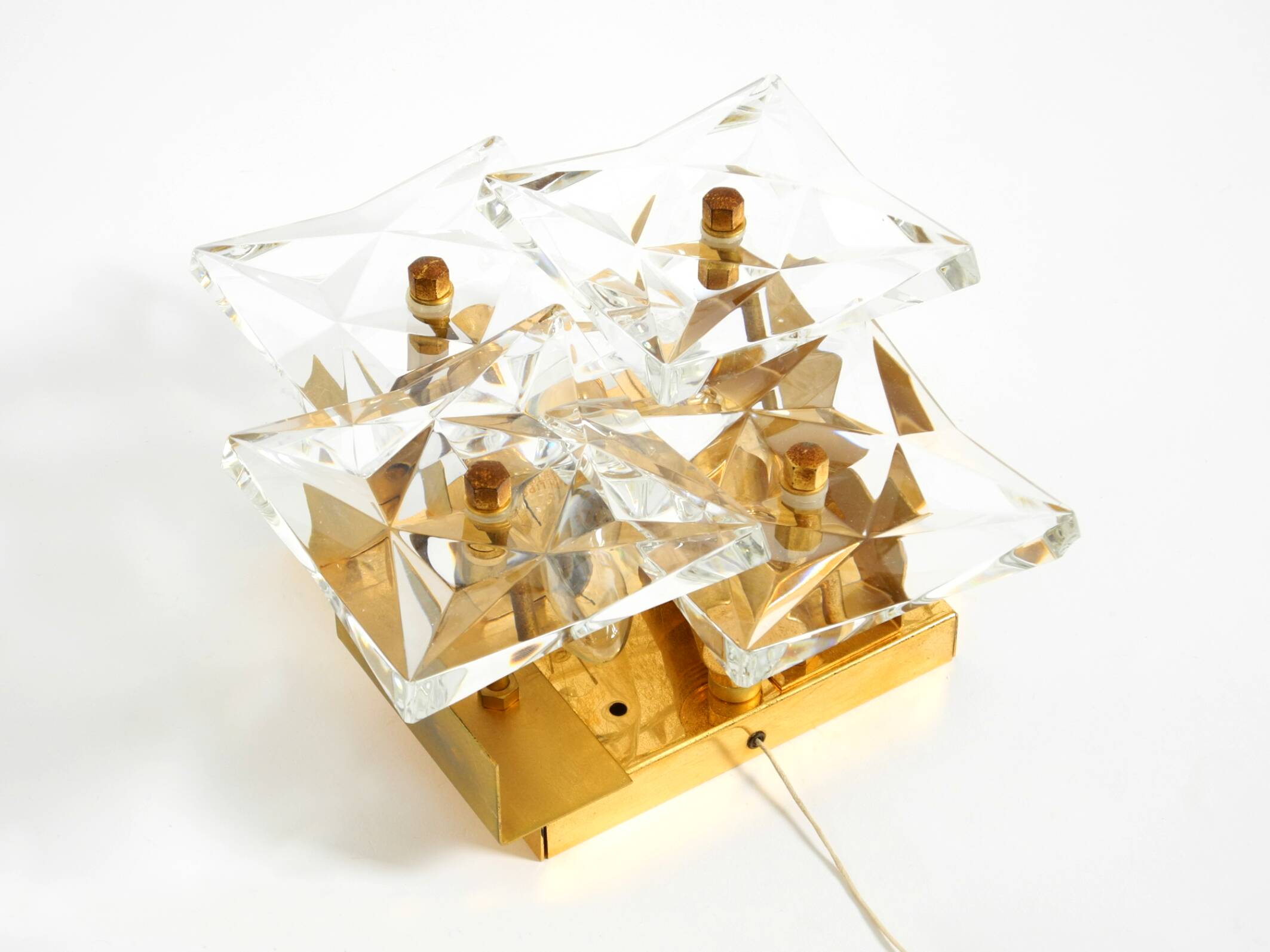 1960s Kinkeldey crystal glass and brass wall lamp in mint condition