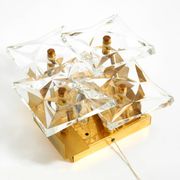 1960s Kinkeldey crystal glass and brass wall lamp in mint condition