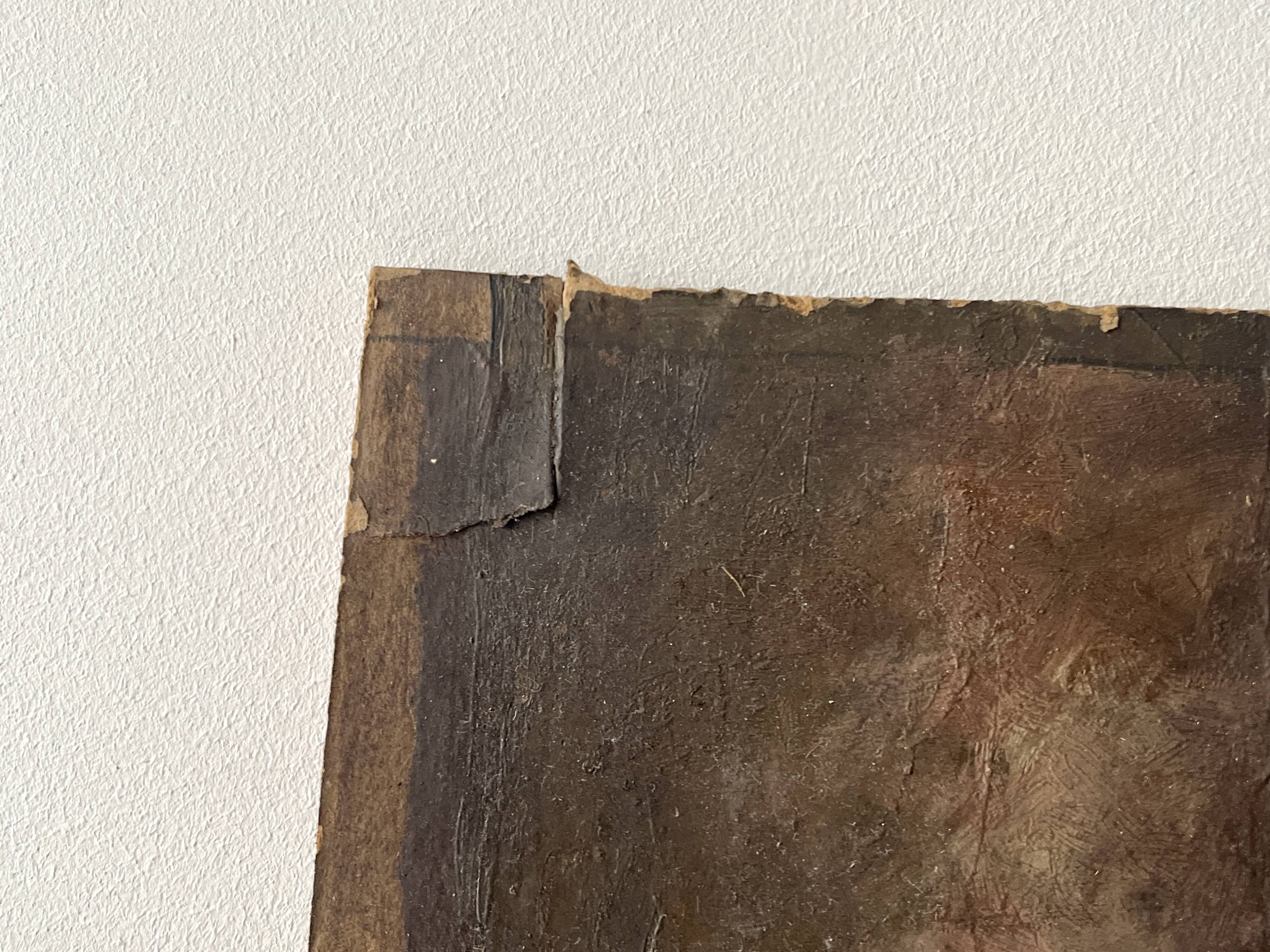 Oil painting of an interior scene 1940, portrait of children signed