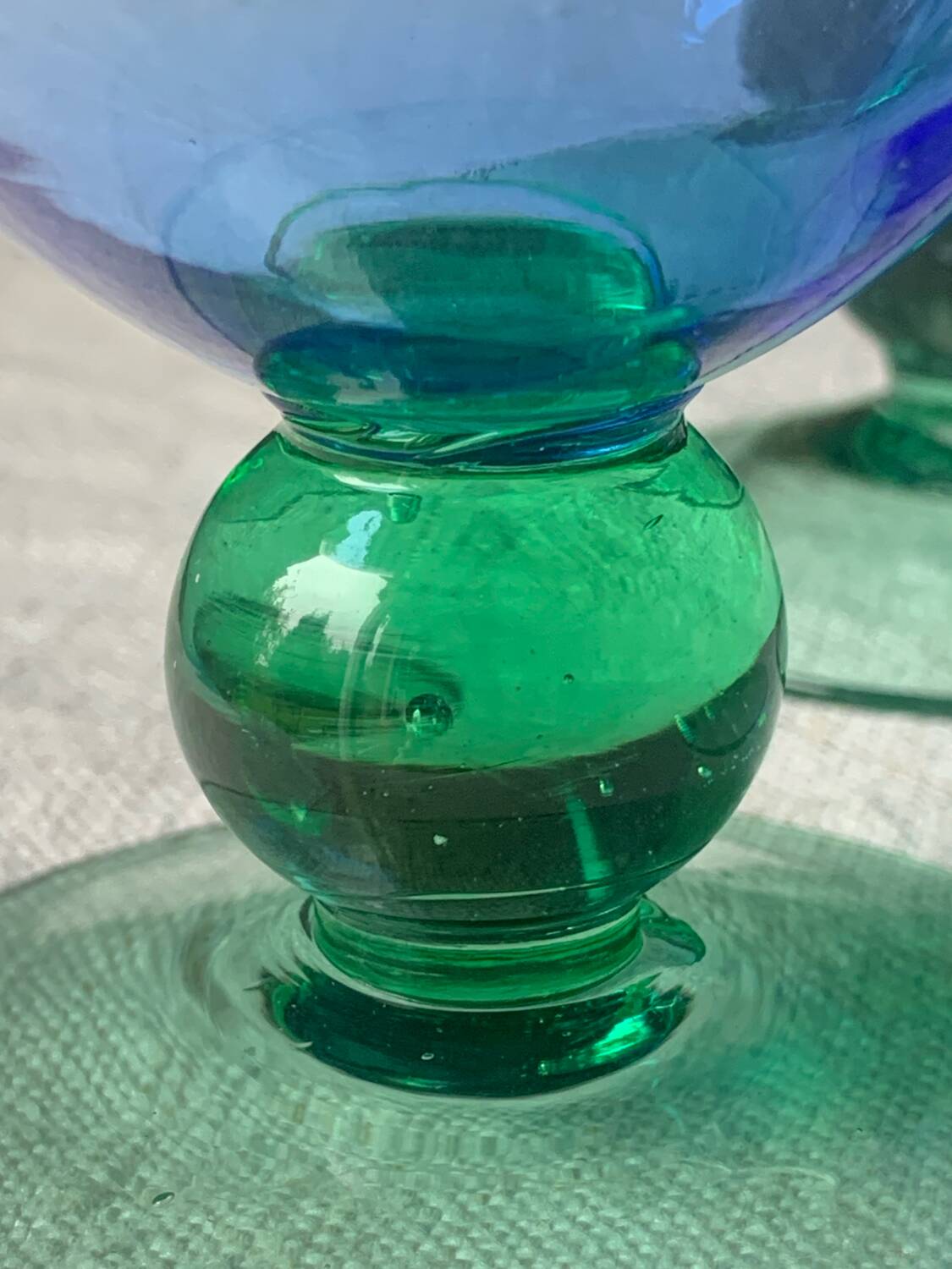 5 vintage Ålhens green and blue blown glasses