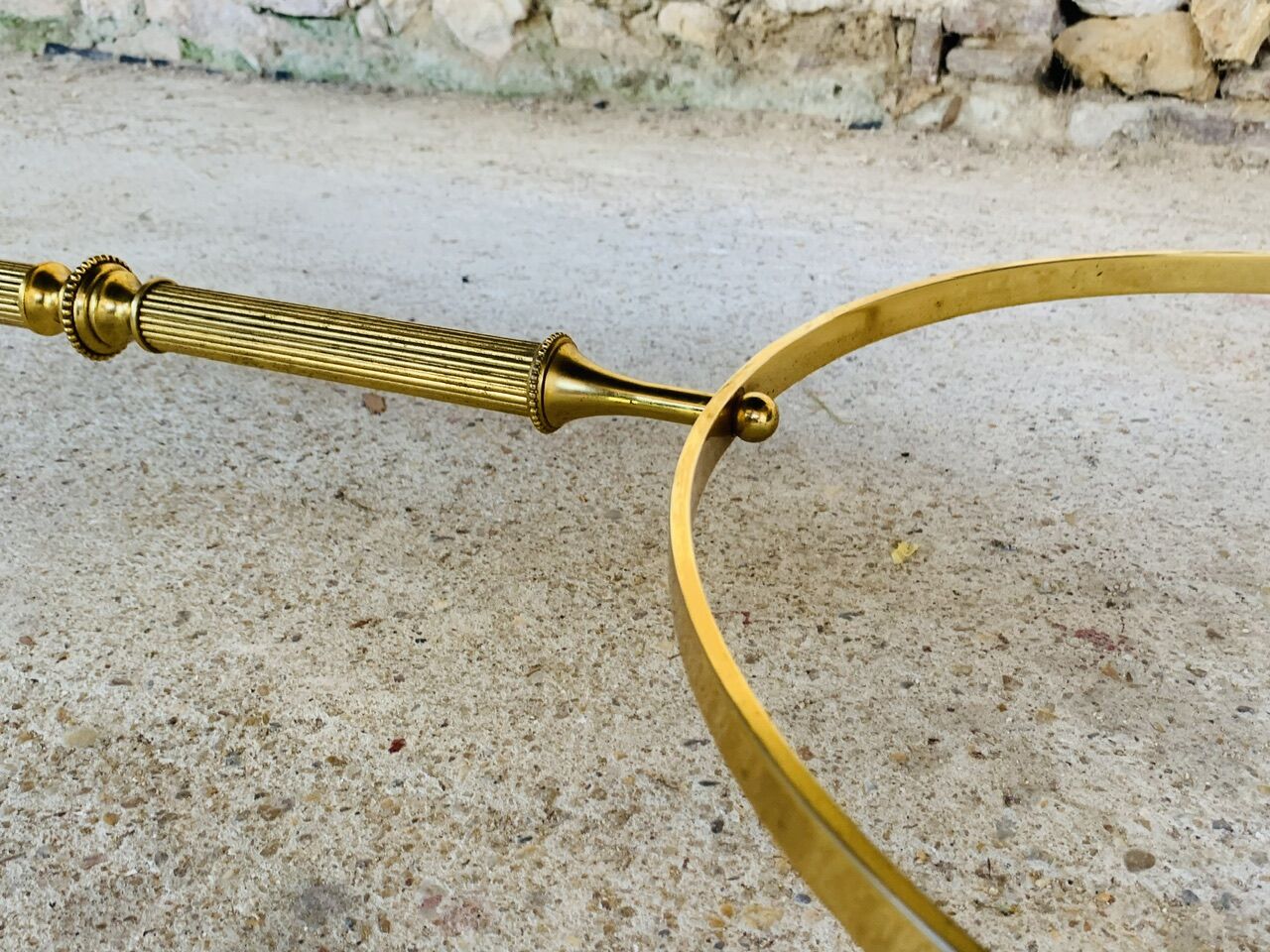 Mid-century coffee table in green marble and brass, 1960s
