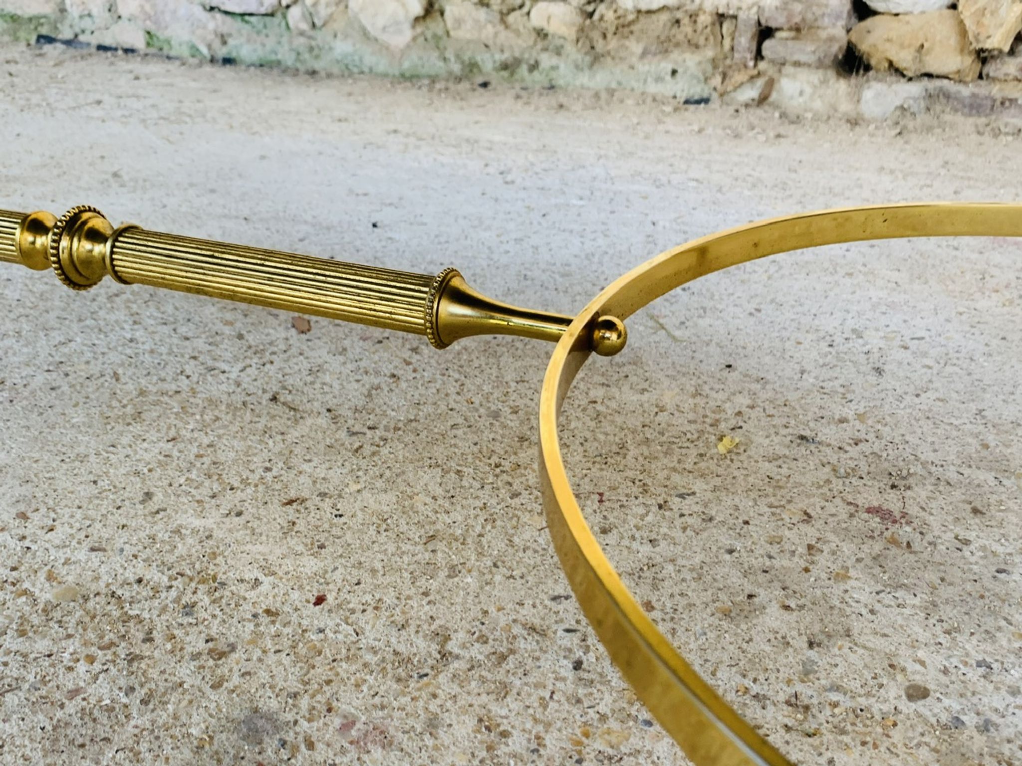 Mid-century coffee table in green marble and brass, 1960s