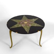 Exceptional coffee table in bronze and marble marquetry, c. 1960