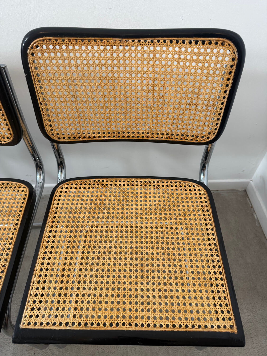 Pair of Marcel Breuer Cesca chairs made in Italy.
