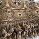 Vintage handmade beige and brown bedspread with fringes