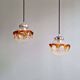 Pair of Space Age pendant lights in blown bubble Murano glass, 1970.