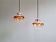 Pair of Space Age pendant lights in blown bubble Murano glass, 1970.